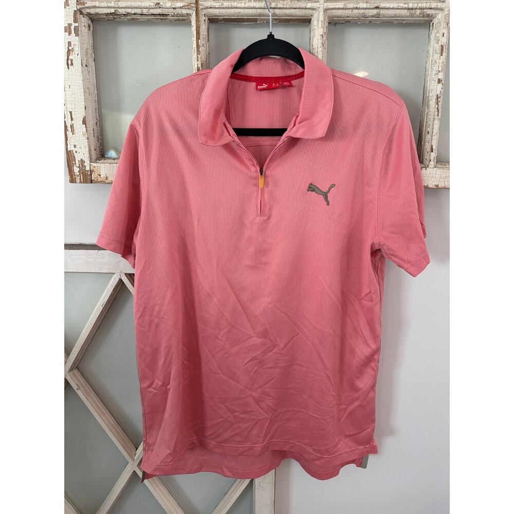 PUMA size large pink golf polo shirt  MATTR fabric technology